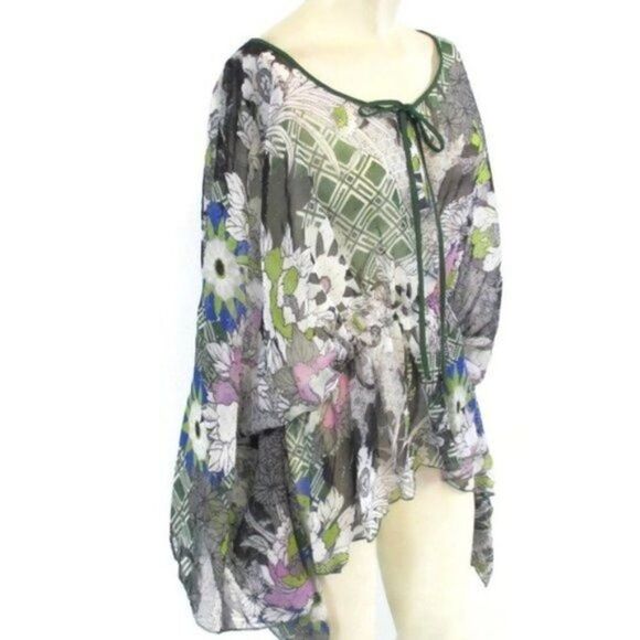 BCBG Maxazria Sheer Floral Over Blouse Small - Picture 3 of 6